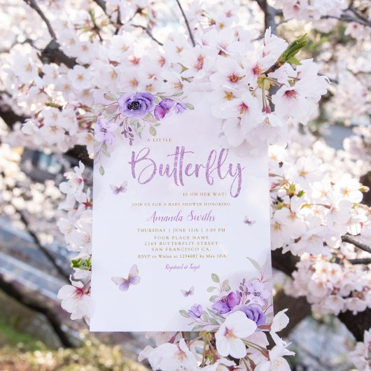 Boho Waterverf Floral Butterfly Girl Baby shower Kaart