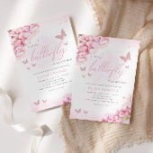 Boho Waterverf Floral Butterfly Girl Baby shower Kaart