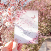 Boho Waterverf Floral Butterfly Girl Baby shower Kaart