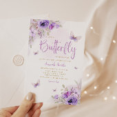 Boho Waterverf Floral Butterfly Girl Baby shower Kaart