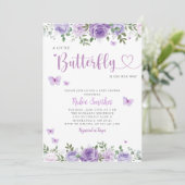 Boho Waterverf Floral Butterfly Girl Baby shower Kaart (Staand voorkant)