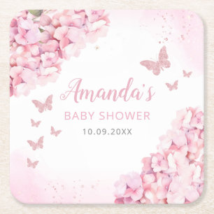 Boho Waterverf Floral Butterfly Girl Baby shower Kartonnen Onderzetters
