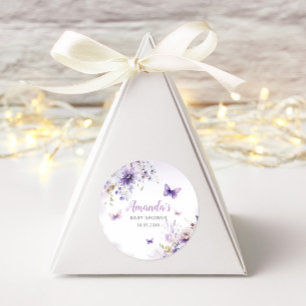 Boho Waterverf Floral Butterfly Girl Baby shower Ronde Sticker