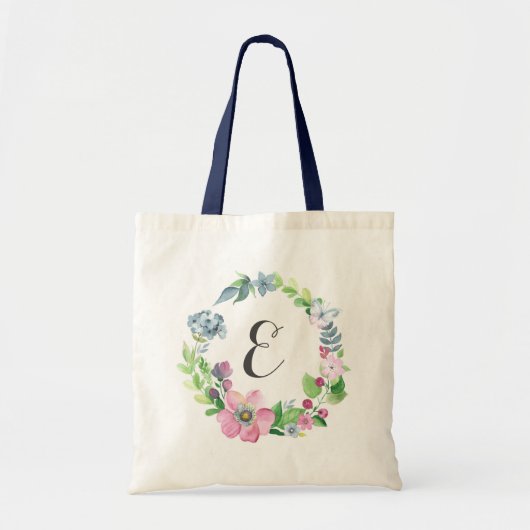 Boho Waterverf Floral & Butterfly | Monogram Tote Bag (Voorkant)