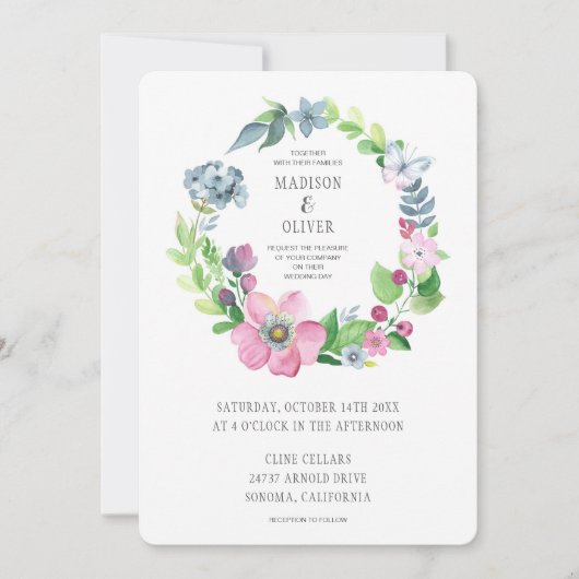 Boho Waterverf Floral & Butterfly | Weddenschap Kaart (Voorkant)