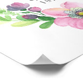 Boho Waterverf Floral & Butterfly | Weddenschap Poster (Hoek)