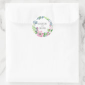 Boho Waterverf Floral & Butterfly | Weddenschap Ronde Sticker (Tas)