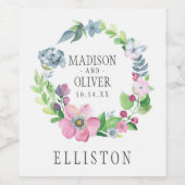 Boho Waterverf Floral & Butterfly | Weddenschap Wijn Etiket (Enkel label)