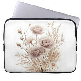 Boho Waterverf Floral Electronics Bag – Elegant & Laptop Sleeve