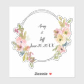 Boho Waterverf Floral Geometrische trouwdata Sticker (Vel)
