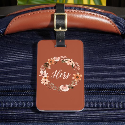 Boho Waterverf Floral gepersonaliseerd Bagagelabel (Voorkant Insitu 2)