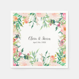 Boho Waterverf Floral gepersonaliseerde bruiloft Servetten