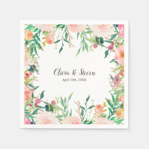 Boho Waterverf Floral gepersonaliseerde bruiloft Servetten