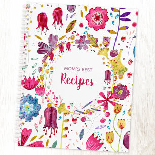 Boho Waterverf Floral grote aangepaste tekst Ontva Notitieboek