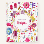 Boho Waterverf Floral grote aangepaste tekst Ontva Notitieboek (Voorkant)