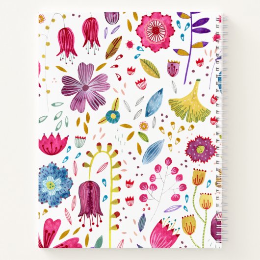 Boho Waterverf Floral grote aangepaste tekst Ontva Notitieboek (Achterkant)