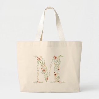 Boho Waterverf Floral Grote Tote Bag