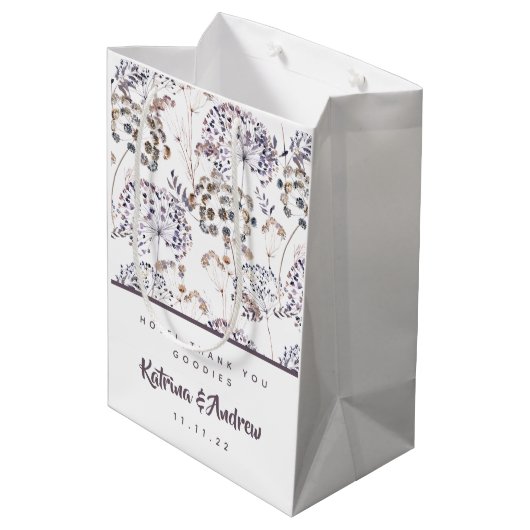 Boho Waterverf Floral Hotel Wedding Gift Bags Medium Cadeauzakje (Achterkant Gekanteld)