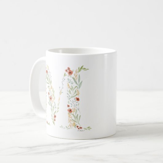 Boho Waterverf Floral Koffiemok (Voorkant links)