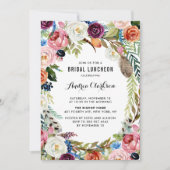 Boho Waterverf Floral Lijst Bridal Luncheon Kaart (Voorkant)
