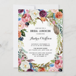 Boho Waterverf Floral Lijst Bridal Luncheon Kaart