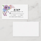 Boho Waterverf Floral Lila en Blauwgroen personali Plaatskaartje (Voorkant / Achterkant)