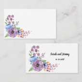 Boho Waterverf Floral Lila en Blauwgroen personali Plaatskaartje (Voorkant / Achterkant)