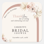 Boho Waterverf Floral Modern Arch Vrijgezellenfees Vierkante Sticker (Voorkant)