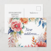 Boho Waterverf Floral Nieuwe adresaankondiging Briefkaart (Voorkant / Achterkant)