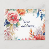 Boho Waterverf Floral Nieuwe adresaankondiging Briefkaart (Voorkant)