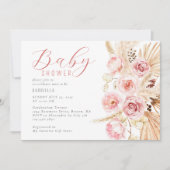 Boho Waterverf Floral Pampas Baby shower Kaart (Voorkant)