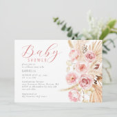 Boho Waterverf Floral Pampas Baby shower Kaart (Staand voorkant)