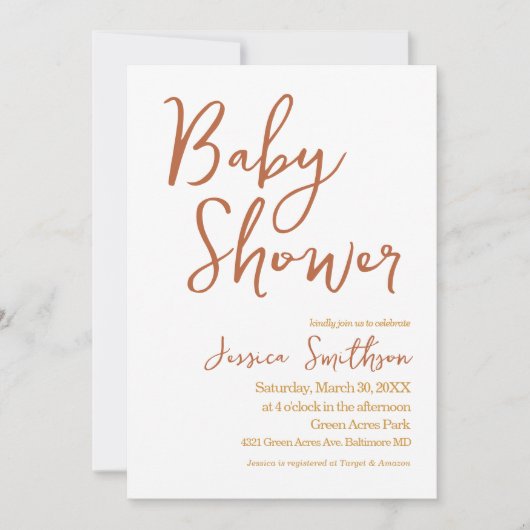 Boho Waterverf Floral Pampas Grass Baby shower Kaart (Voorkant)
