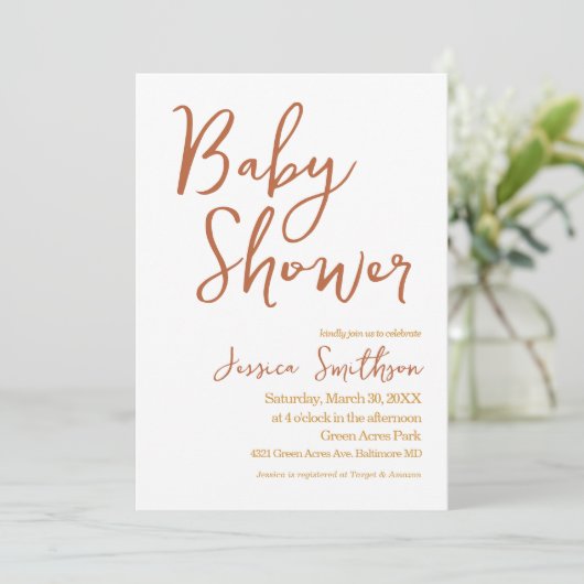 Boho Waterverf Floral Pampas Grass Baby shower Kaart (Staand voorkant)