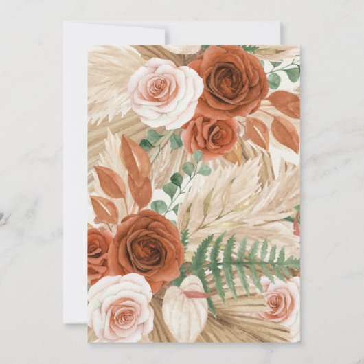 Boho Waterverf Floral Pampas Grass Baby shower Kaart (Achterkant)