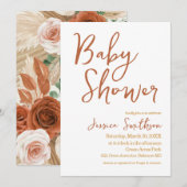 Boho Waterverf Floral Pampas Grass Baby shower Kaart (Voorkant / Achterkant)
