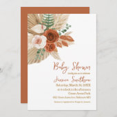 Boho Waterverf Floral Pampas Grass Baby shower Kaart (Voorkant / Achterkant)