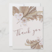 Boho Waterverf Floral Pampas Grass Foto Bedankkaart (Voorkant)