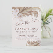 Boho Waterverf Floral Pampas Grass Foto Save The Date (Staand voorkant)