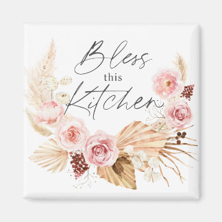 Boho waterverf Floral Pampas Grass Kitchen Magneet