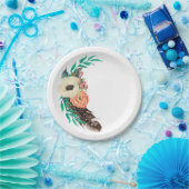 Boho Waterverf Floral Papieren Bordje (Feest)