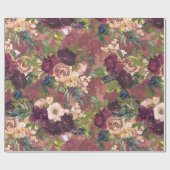 Boho Waterverf Floral Pattern - Burgundy | ROOS Cadeaupapier (Vlak)