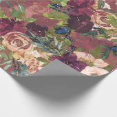 Boho Waterverf Floral Pattern - Burgundy | ROOS Cadeaupapier (Hoek)