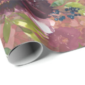 Boho Waterverf Floral Pattern - Burgundy | ROOS Cadeaupapier (Rol Hoek)