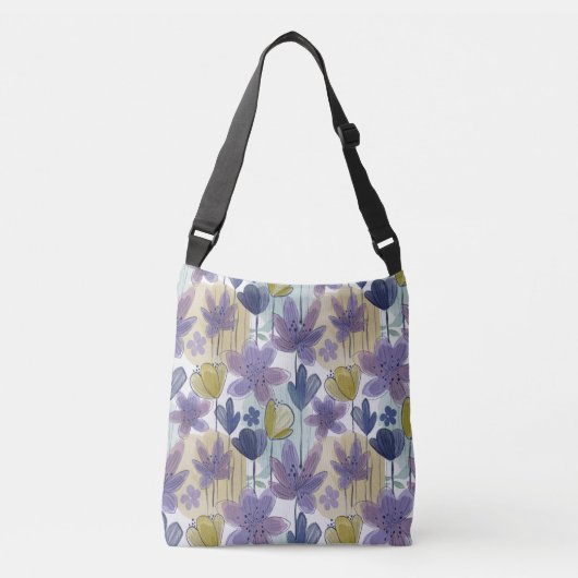 Boho Waterverf Floral Pattern Crossbody Tas (Voorkant)