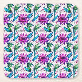 Boho Waterverf Floral Pattern Kartonnen Onderzetters (Voorkant)