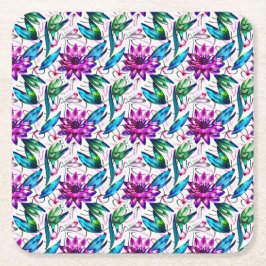 Boho Waterverf Floral Pattern Kartonnen Onderzetters