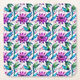 Boho Waterverf Floral Pattern Kartonnen Onderzetters
