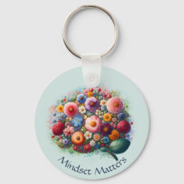 Boho Waterverf Floral Positive Mindset Quote Sleutelhanger