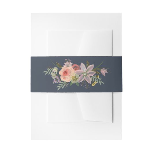 Boho Waterverf Floral Posy Belly Band Uitnodigingen Wikkel (Voorkant Voorbeeld)